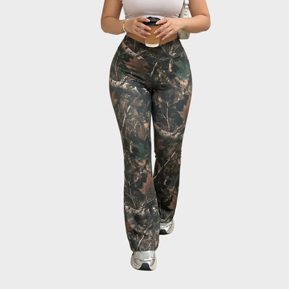 High Waist Crossover Flare Pants Stretch Plus Size