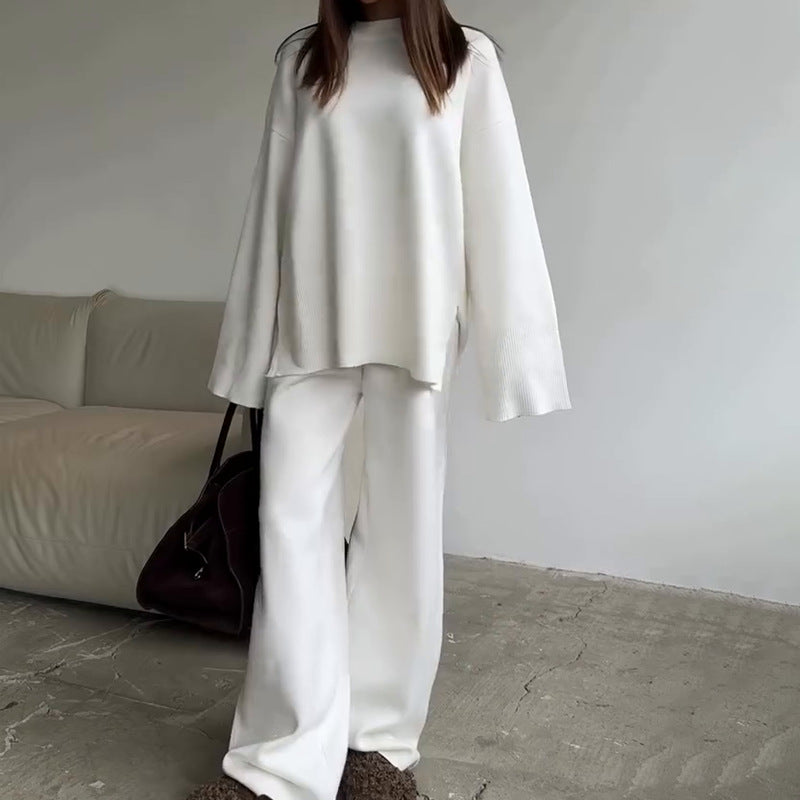 Women's Ribbed Sweater Wide Leg Pants Matching Lounge Set