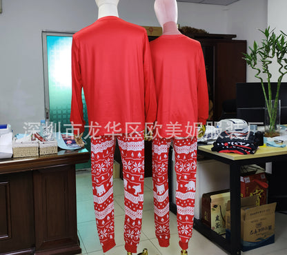 Parent-child Outfit Crew Neck Long-sleeved Suit Printed Christmas Pajamas