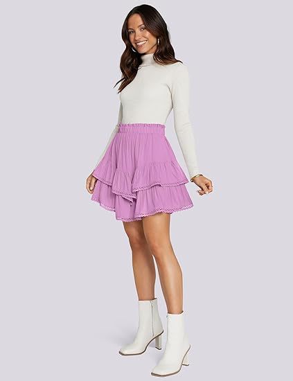 Women’s High Waist Tiered Ruffle Mini Skirt