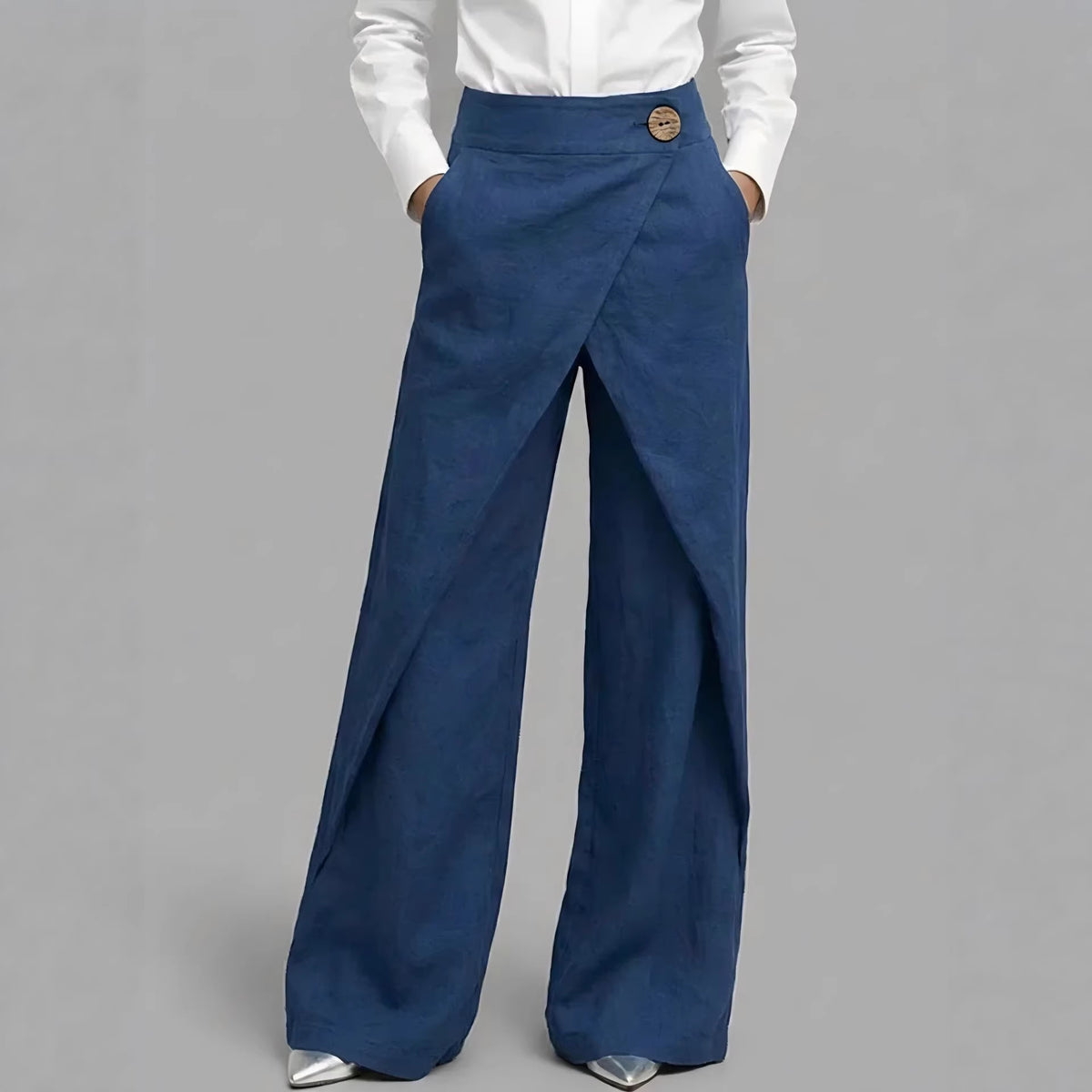 Women's Linen High Waist Wide Leg Palazzo Pants Vintage