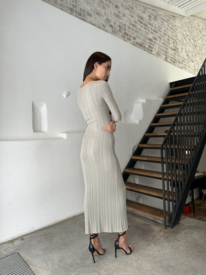 Women's Ribbed Knit Long Sleeve Bodycon Maxi Dress