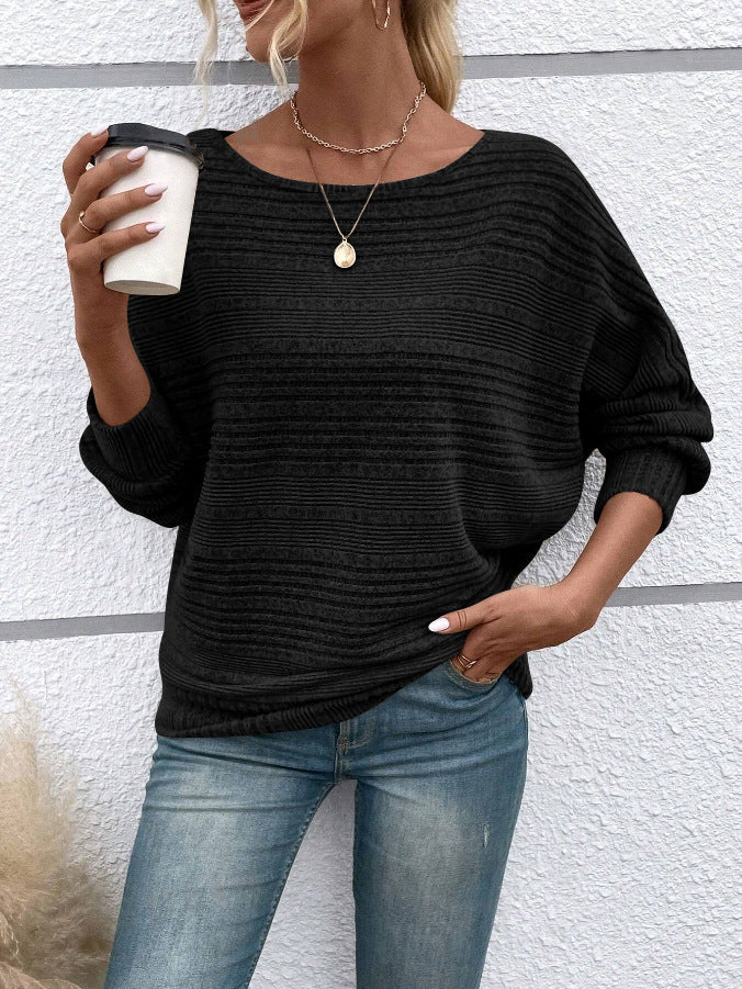 Women's Oversized Crew Neck Long Sleeve Solid Pullover