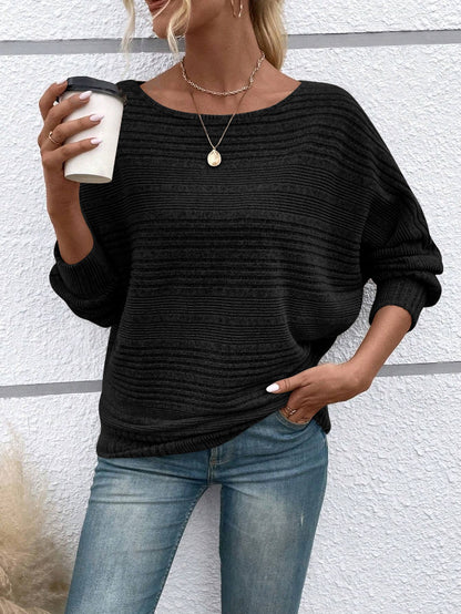 Women's Oversized Crew Neck Long Sleeve Solid Pullover