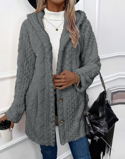 Women's Oversized Hooded Sherpa Fleece Jacket