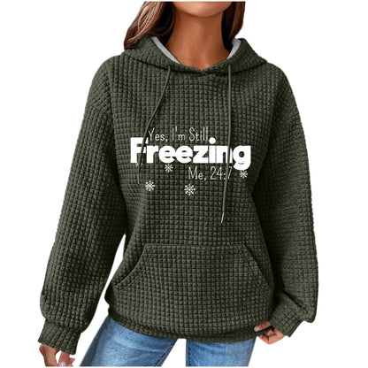 Women's Oversized Waffle Knit Christmas Hoodie