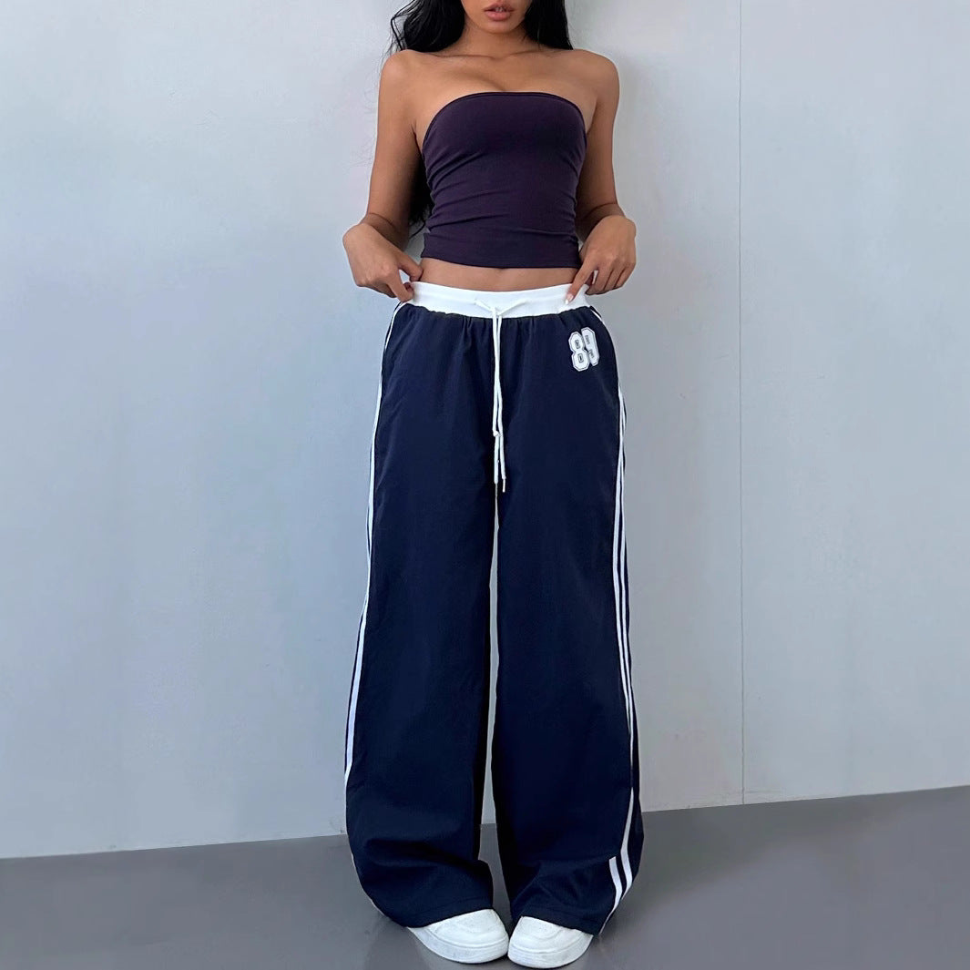 Women's Striped Baggy Wide Leg Y2K Track Pants