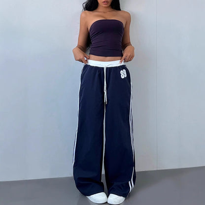 Women's Striped Baggy Wide Leg Y2K Track Pants
