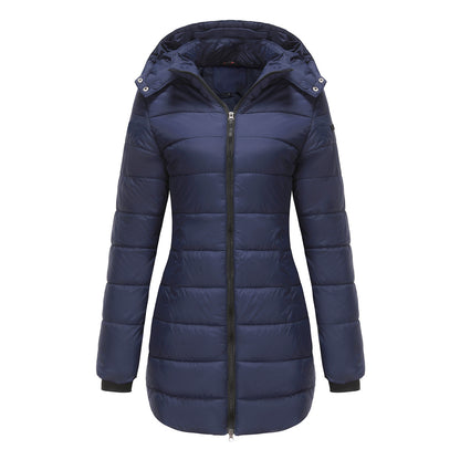 Women's Long Puffer Coat Removable Hood Winter Jacket