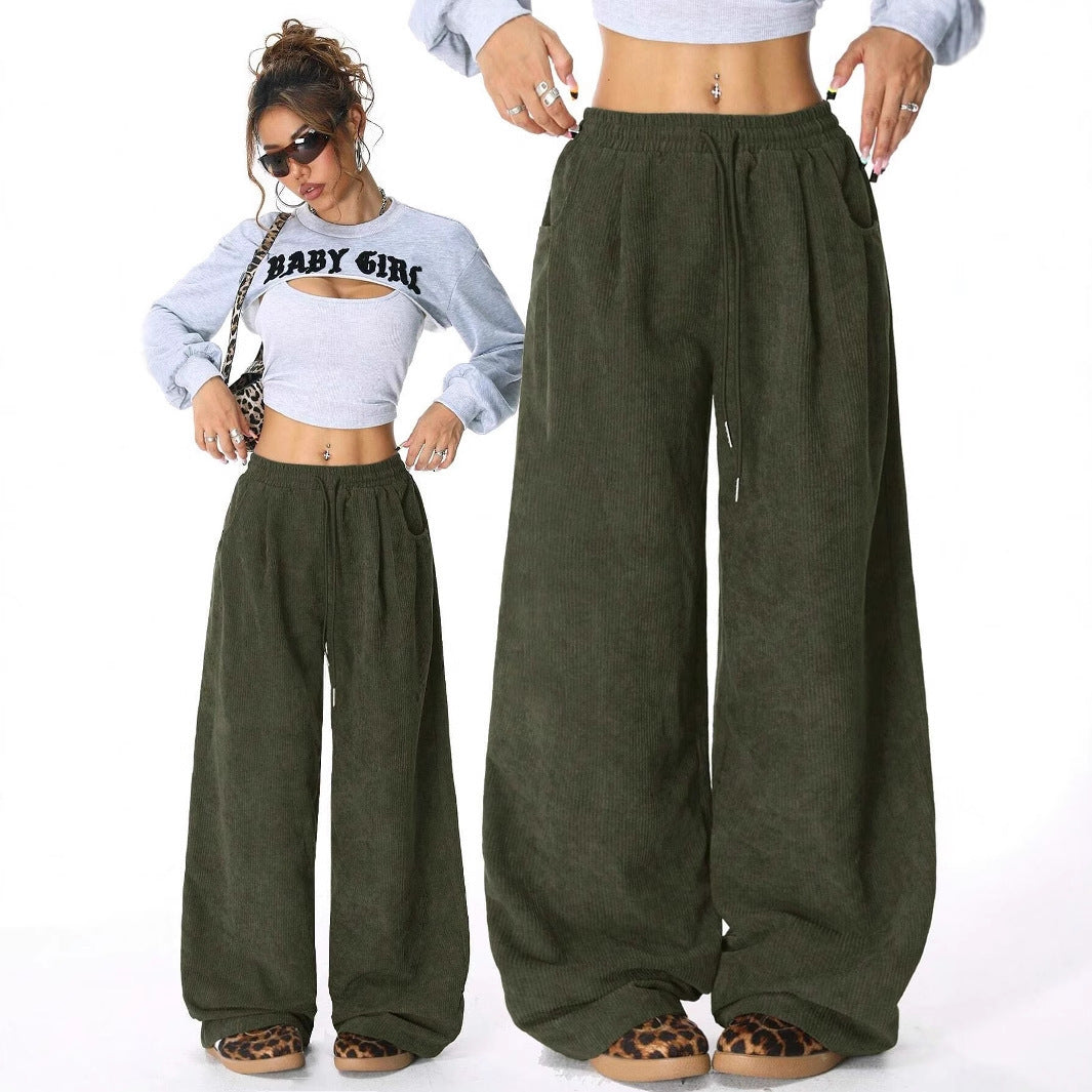 Women's High Waist Wide Leg Drawstring Lounge Pants