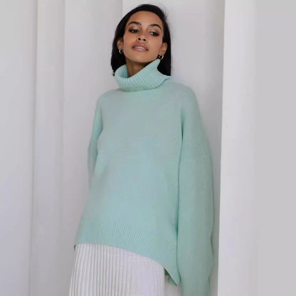 Women's Chunky Turtleneck Sweater Cozy Knit Pullover