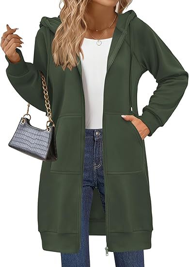 Women's Oversized Long Zip Up Hoodie Jacket