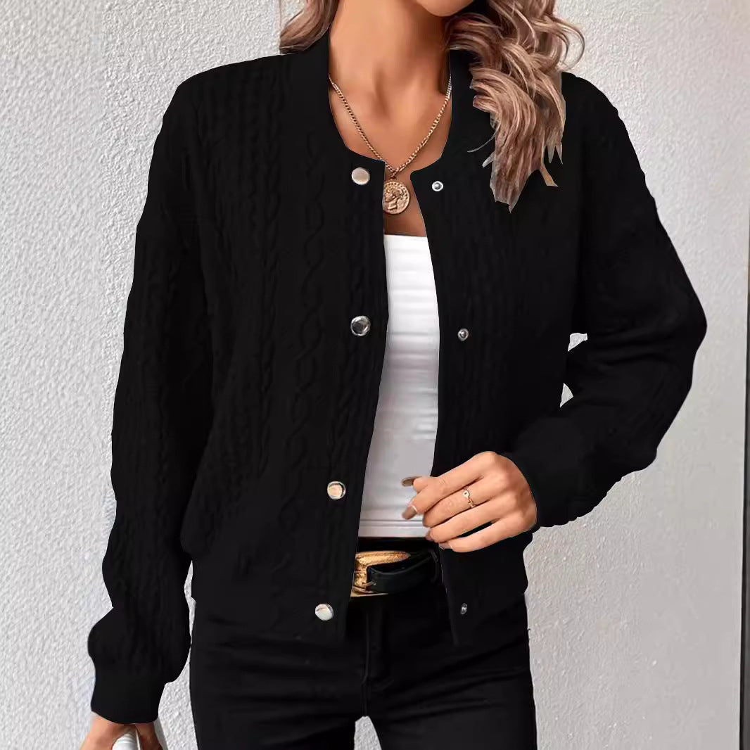 Women's Stand Collar Button Up Long Sleeve Quilted Jacket