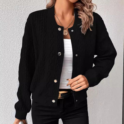 Women's Stand Collar Button Up Long Sleeve Quilted Jacket
