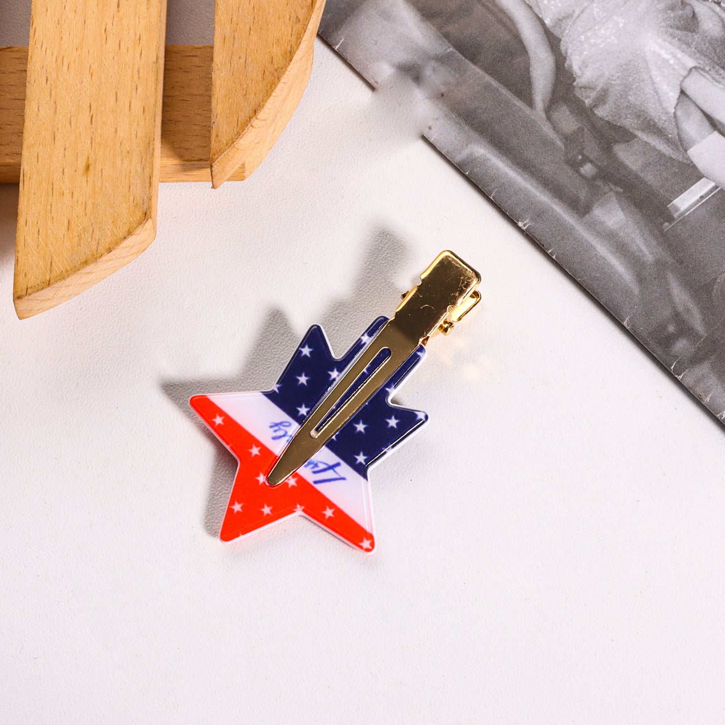 4th of July Star Hair Claw Clip Alligator Patriotic USA