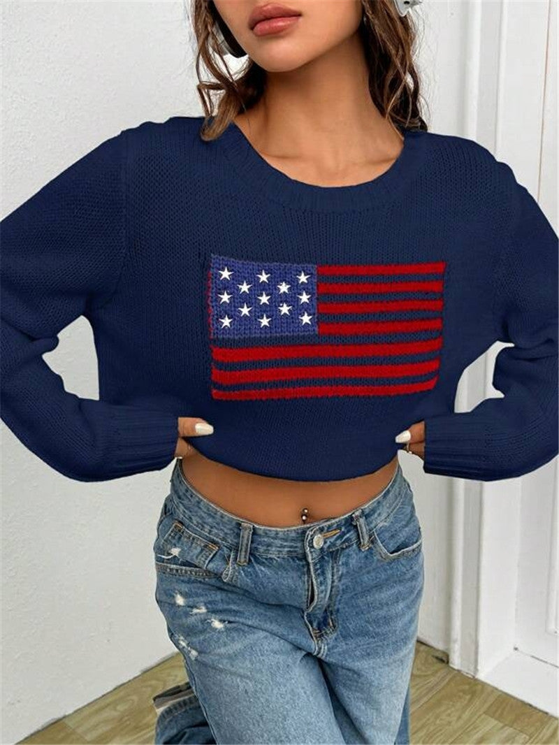 Women's American Flag Oversized Knit Sweater