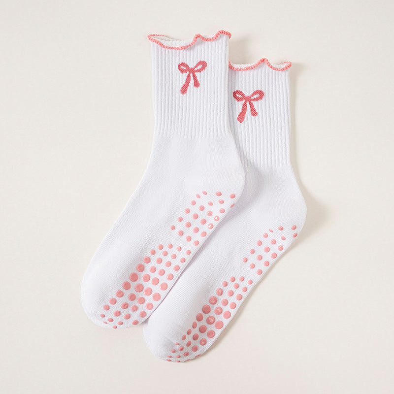 Womens Bow Grip Pilates Socks Non Slip Yoga Socks