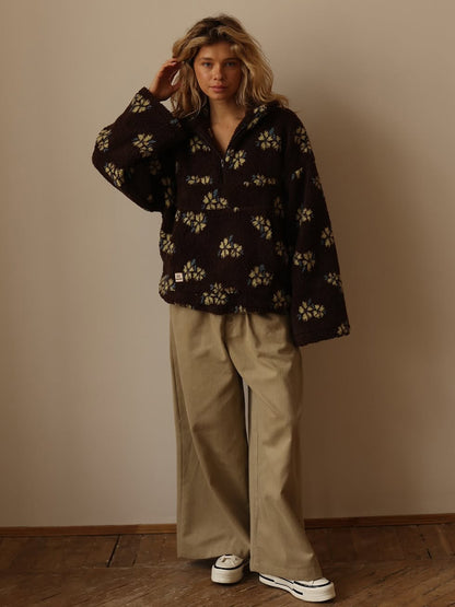 Women's Floral Fleece Quarter Zip Pullover