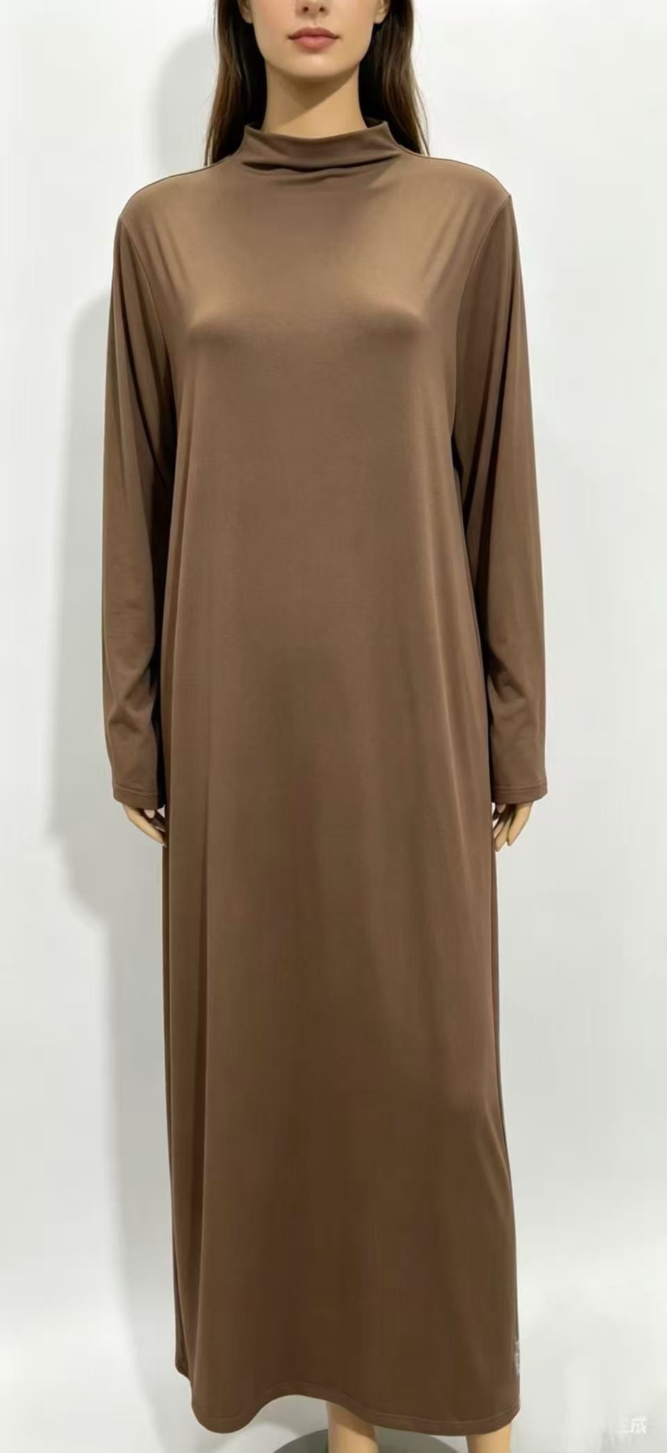 Women's Mock Neck Long Sleeve Knit Maxi Dress