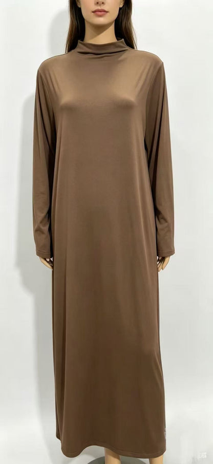 Women's Mock Neck Long Sleeve Knit Maxi Dress