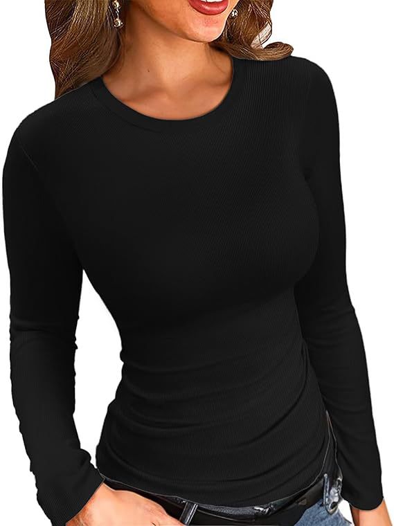 Ribbed Mock Neck Long Sleeve Slim Fit Top