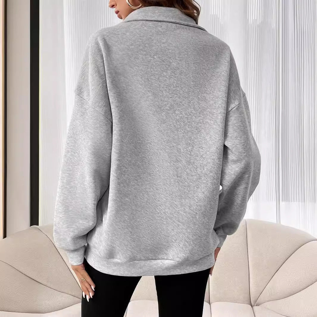 Half Zip Pullover Sweatshirt with Stand Collar – Fall Staple
