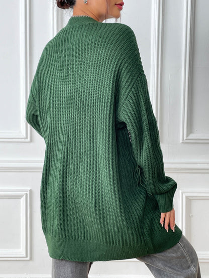 Autumn and Winter Women's Long-sleeved Double-pocket Casual Cardigan Jacket