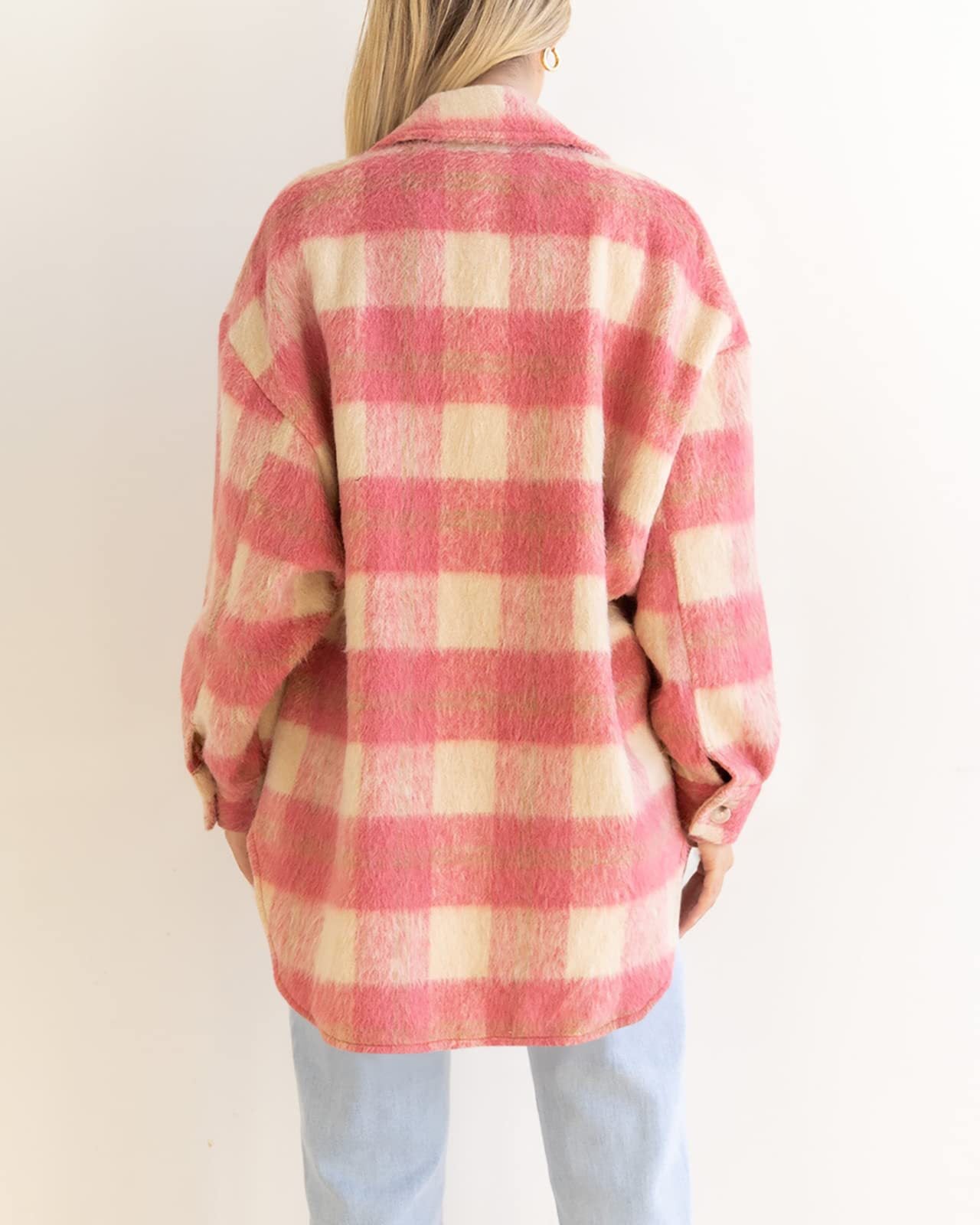Plaid Mohair Shacket Jacket Oversized Wool Blend Coat