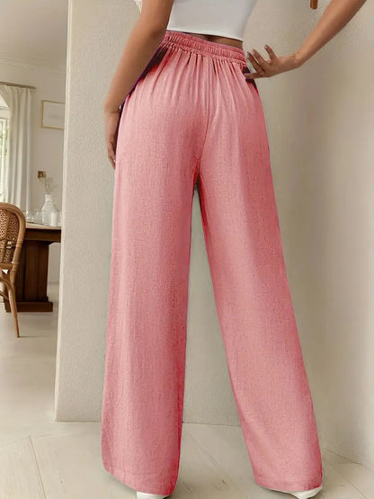 Women's Flowy High Waisted Wide Leg Casual Summer Pants