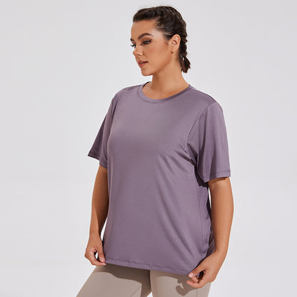 Puls Large Size Mesh Loose Round Neck Quick-drying Beautiful Back Yoga Sportswear