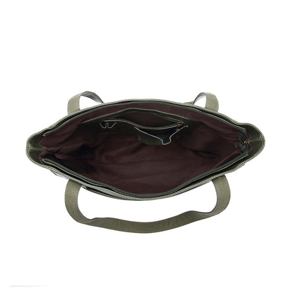 Vintage Soft Leather Tote Bag Set with Zip Pouch, Large Capacity