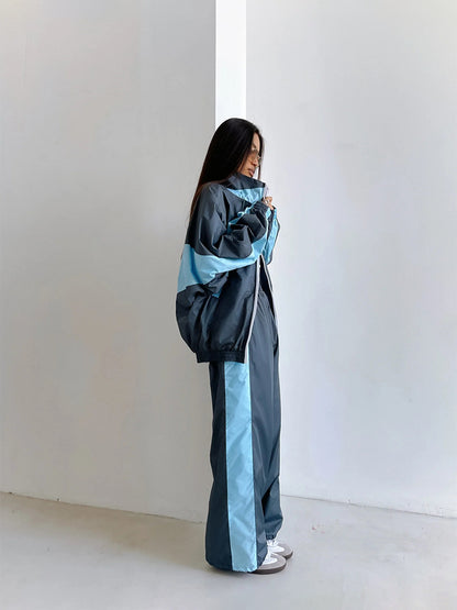 Women's Color Block Oversized Tracksuit Pants Set