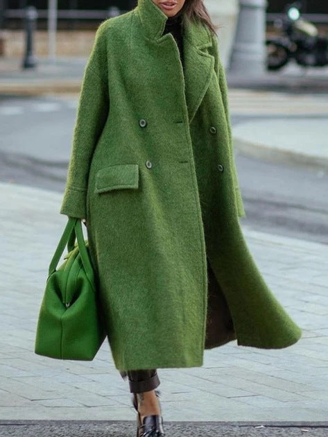 Women's Oversized Long Wool Blend Lapel Coat Winter