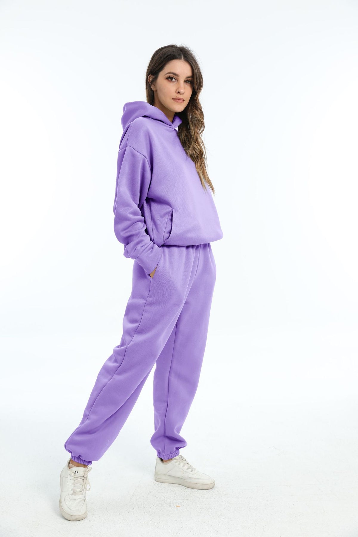 Fleece Hoodie Sweatpants Set Women 2 Piece Lounge