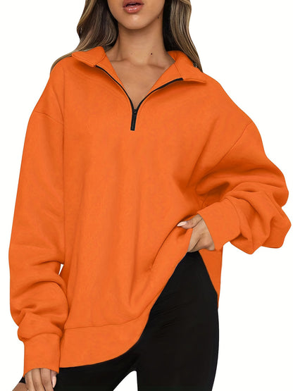 Women's Oversized Half Zip Sweatshirt Long Sleeve Pullover
