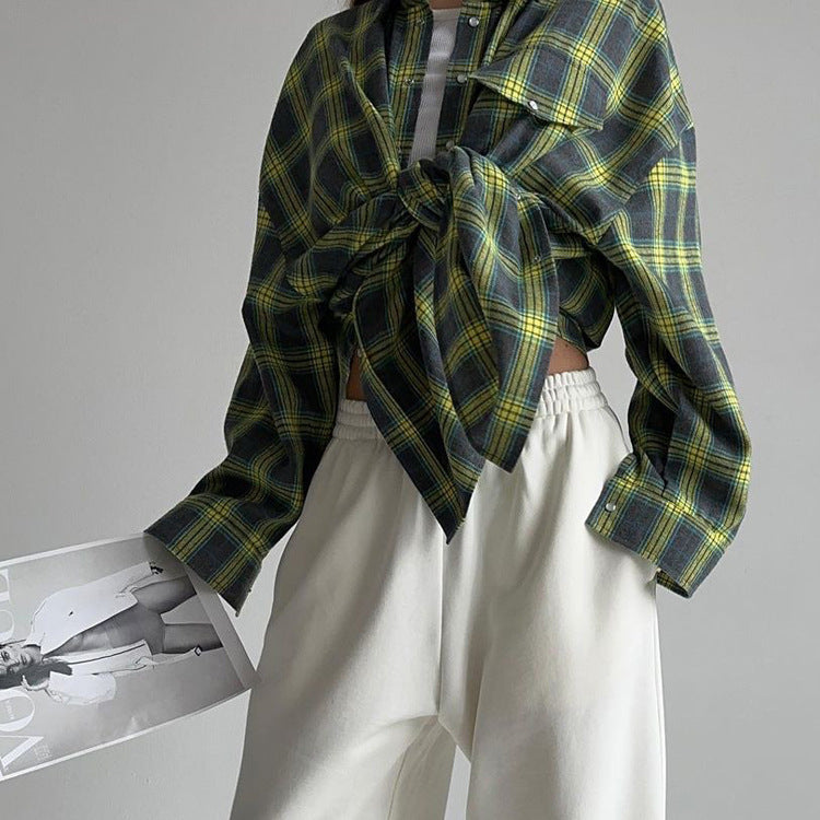 Women's Oversized Plaid Long Sleeve Button Down Shirt