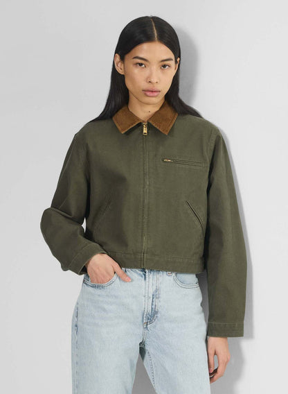 Women's Cropped Barn Jacket Vintage Workwear Zip