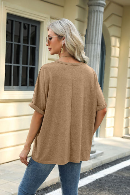 Loose Fit Crew Neck Short Sleeve Casual Basic Tee