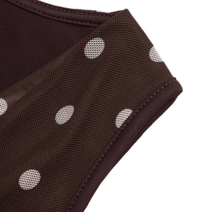 Polka Dot Bodysuit Halter Cowl Neck Slim Fit Top