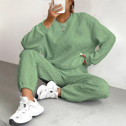 Women's Quilted Sweatsuit Two Piece Jogger Lounge Set