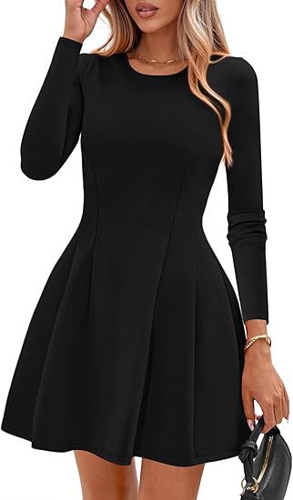 Women's Fall Casual Long Sleeve A-Line Knit Mini Dress
