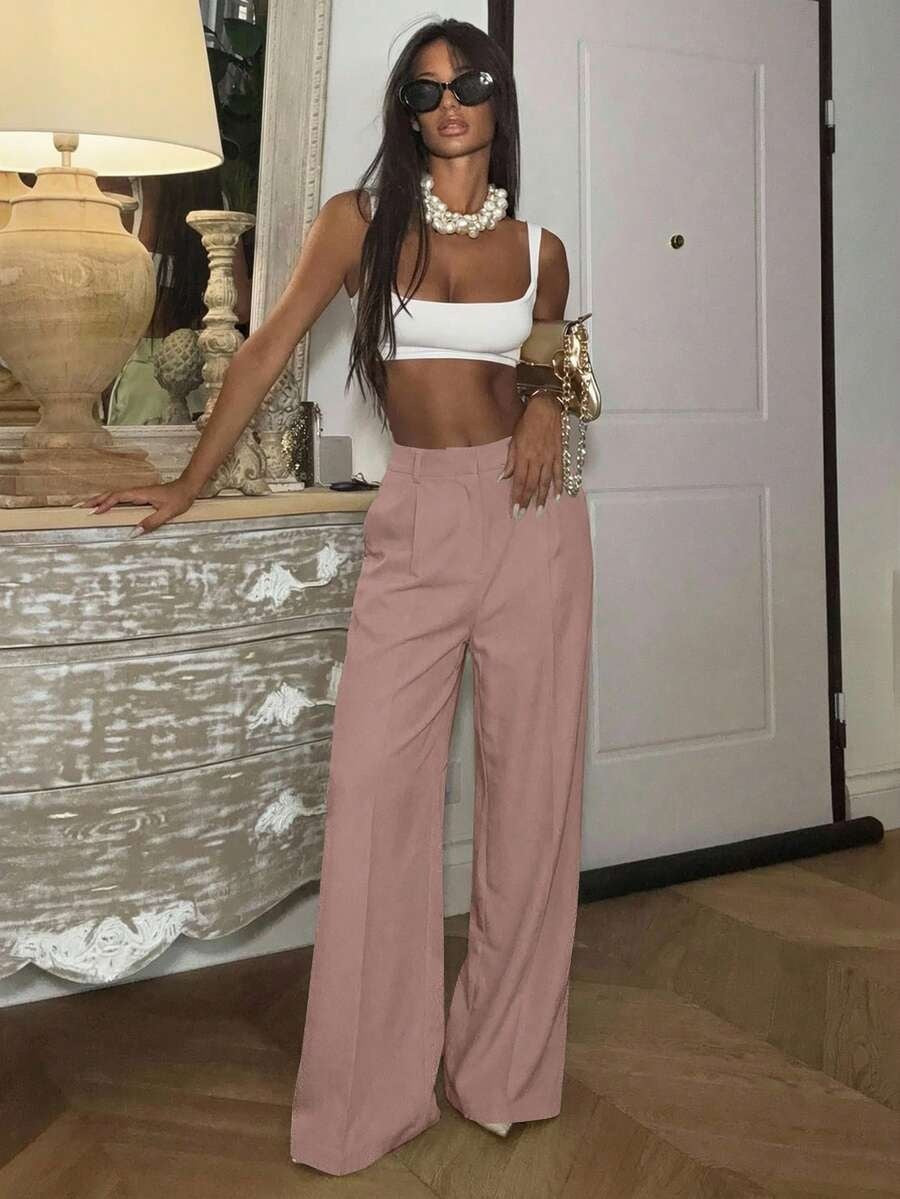 High Waisted Wide Leg Dress Pants Casual Work Trousers