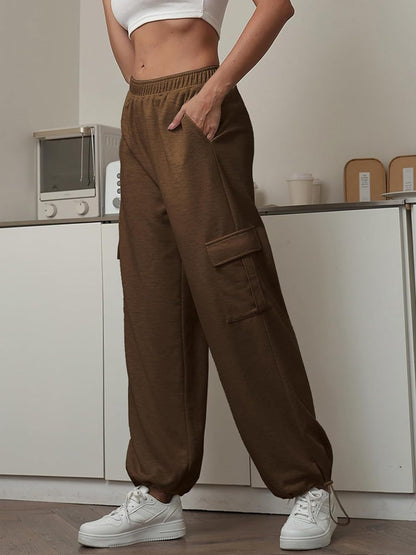 High Waist Drawstring Cargo Jogger Pants