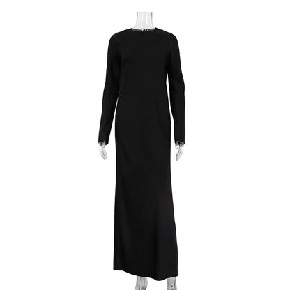 Elegant Satin Long Sleeve Bodycon Maxi Dress