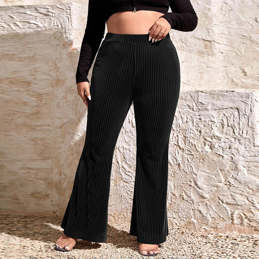 Women's new fall and winter fashion elastic waist stretch flared pants temperament leisure pants