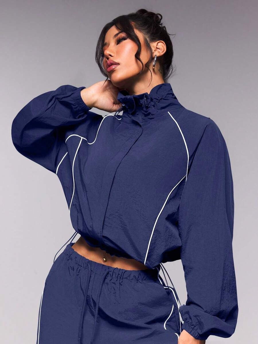 Women's Contrast Drawstring Track Pants Set