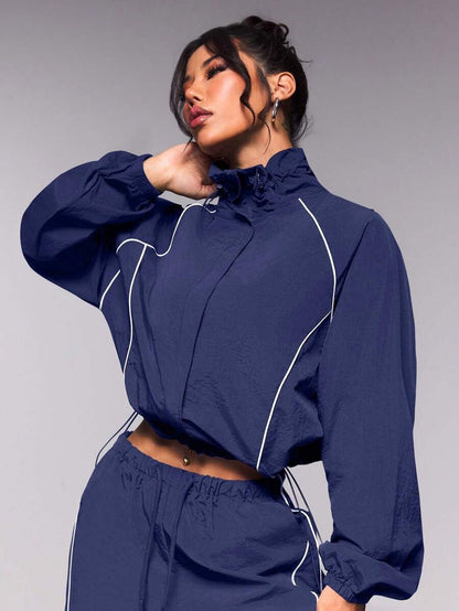 Women's Contrast Drawstring Track Pants Set