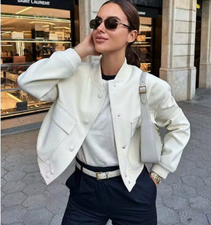 Women's Utility Jacket Stand Collar Pockets Streetwear