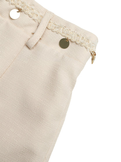 Elegant Tweed Two-Piece Set Shell Lace Top & Mini Skirt