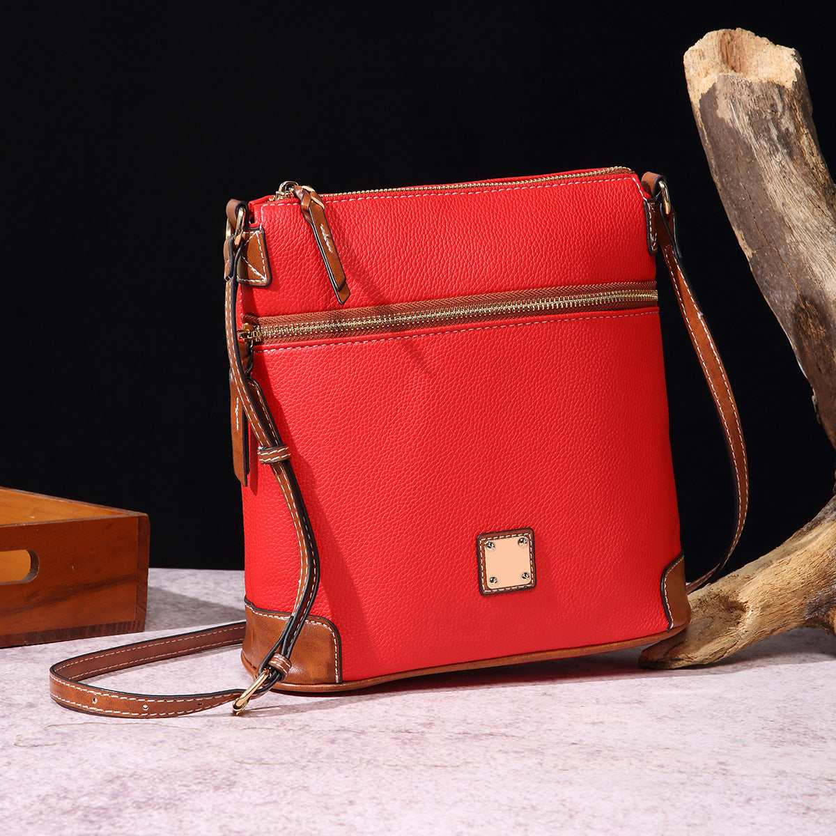 Vintage Pebbled PU Leather Crossbody Bag for Women